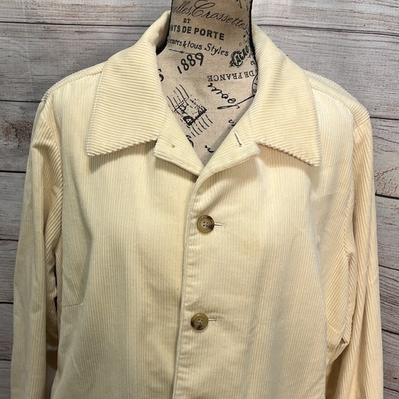 Lauren Jeans Co Corduroy Blazer Leather Elbow Patches Size 1X Cream Pockets - Picture 3 of 13
